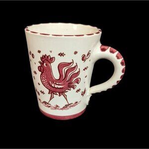 Peasant‎ Village PV Mug Red Rooster Ceramic Twisted Handle 5 Inch Vintage